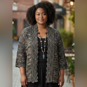 United States Sweaters Sz-L Multicolor Chevron Crochet Sweater Cottagecore, Boho